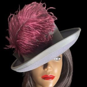 Vintage Gray Betmar Wool Hat and Feather